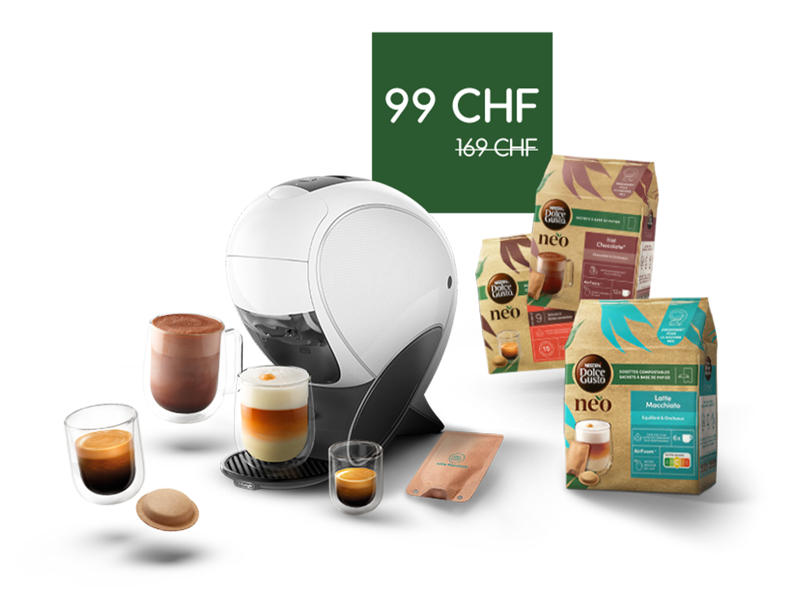 Coffee machines and 3 packs of coffee